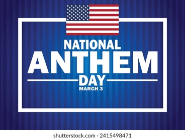 National Anthem Day. March 3. Vector illustration. Design element for greeting card, banner and poster.