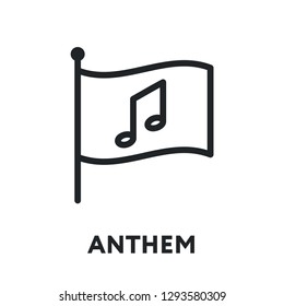 National Anthem Hymn. Song And Flag. Vector Flat Line Stroke Icon.