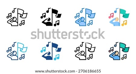National Anthem icon set multiple style collection 
