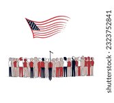 national anthem singing crowd minimalist doodle st vector illustration people illustration