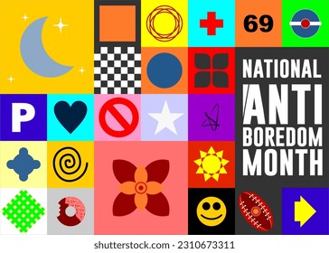 national anti boredom month Holiday concept. Template for background, banner, card, poster, t-shirt with text inscription