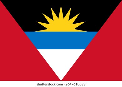 National Antigua and Barbuda flag. High detailed flag of Antigua and Barbuda.  North America. 3D illustration.