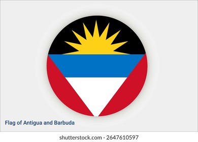 National Antigua and Barbuda flag. High detailed flag of Antigua and Barbuda.  North America. 3D illustration.