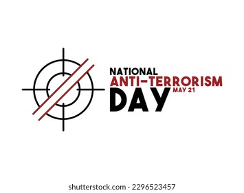 National Anti-Terrorism Day. May 21. Target shooting range prohibition sign. Line. Outline. White background. Poster, banner, card, background. Eps 10.