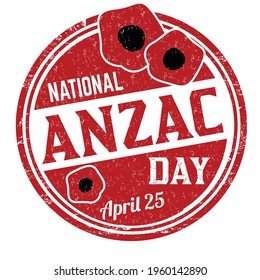 National anzac day grunge rubber stamp on white background, vector illustration