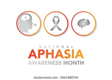 National Aphasia awareness month is observed every year in June, it is a condition that robs the ability to communicate and can affect the ability to speak, write and understand language. Vector art.