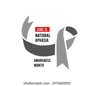 National Aphasia Awareness Month. Vector illustration with grey ribbon