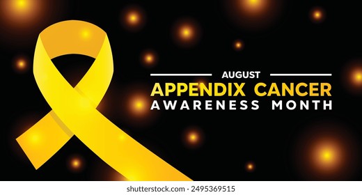 National Appendix Cancer Awareness Month. Ribbon and sparkle. Great for cards, banners, posters, social media and more. Black background.