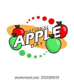 National Apple Day celebrate on October 21st. Red apple and green apple with bold text on white background. Event fruit banner.