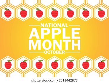 National Apple Month October Vector illustration. Holiday concept. Template for background, banner, card, poster with text inscription