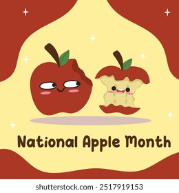 National Apple Month vector design for celebration. Suitable for flat design graphic illustration for social media ads, flyer design, flat illustration, banner, template, poster, etc