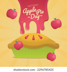 national apple pie day vector design for celebration. national apple pie day design template. apple pie with colorful design vector. apple and pie vector design. 