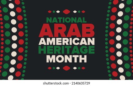 National Arab American Heritage Month. Arab American culture and tradition. Celebrate annual in United States in April. Arabian pattern. Poster, banner and background. Vector ornament, illustration