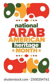 National Arab American Heritage Month. Arabisch-amerikanische Kultur und Tradition. Feiern Sie jährlich im April in den Vereinigten Staaten. Arabisches Muster. Poster, Banner und Hintergrund. Vektorornament, Illustration