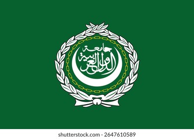 National Arab League flag. High detailed flag of Arab League. Asia. 3D illustration.
