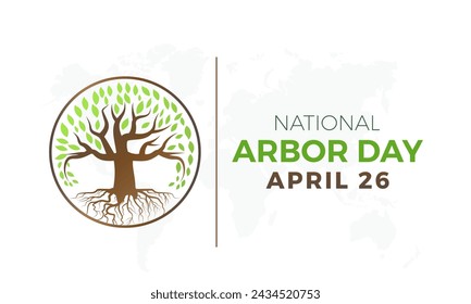 National Arbor Day celebrated every year of April 26, Vector banner, flyer, poster and social medial template design.