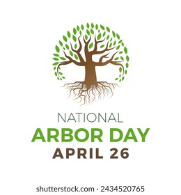 National Arbor Day celebrated every year of April 26, Vector banner, flyer, poster and social medial template design.