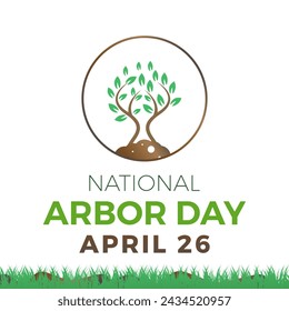 National Arbor Day celebrated every year of April 26, Vector banner, flyer, poster and social medial template design.