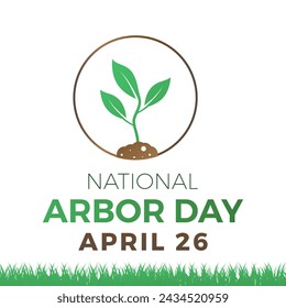 National Arbor Day celebrated every year of April 26, Vector banner, flyer, poster and social medial template design.