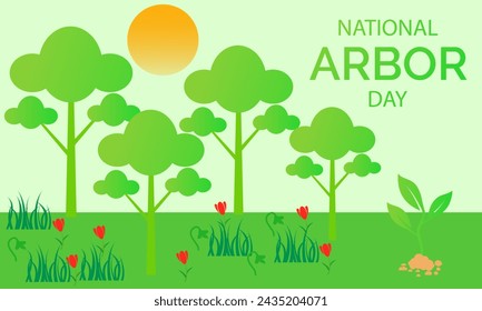 National Arbor Day celebrated every year of April 26, Vector banner, flyer, poster and social medial template design.