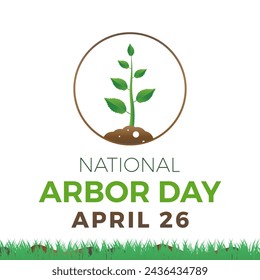 National Arbor Day celebrated every year of April 26, Vector banner, flyer, poster and social medial template design.