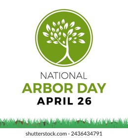 National Arbor Day celebrated every year of April 26, Vector banner, flyer, poster and social medial template design.