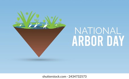 National Arbor Day observed every year in April. Template for background, banner, card, poster with text inscription.