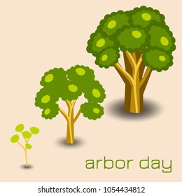 National Arbor Day. Stages of tree growth. For banners, invitations, blogs