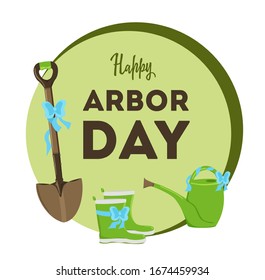 National Arbor Day. Vector Illustration with leaves. Earth Day. Suitable for greeting card, icon, poster, logo and banner. Symbol of arboriculture and forests.	