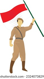 The national army raises the Indonesian flag