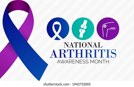 National Arthritis awareness month observed each year in May. it is a common condition that causes pain and inflammation in a joint. Arthritis affects people of all ages, including children. vector.