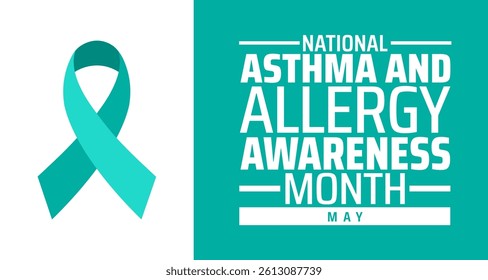 National Asthma and Allergy Awareness Month background banner or poster design template. observed every year in May. Holiday concept. Use to any Template, card, poster, placard, template.