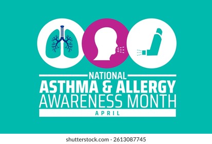 National Asthma and Allergy Awareness Month background banner or poster design template. observed every year in May. Holiday concept. Use to any Template, card, poster, placard, template.