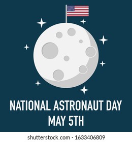 national astronaut day may five moon landing vector