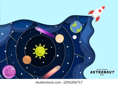 National Astronaut Day Poster Banner Design, celebrated on May 5. Vector Illustration. EPS 10.
