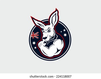 National australian symbol. Powerful kangaroo. Vector illustration.