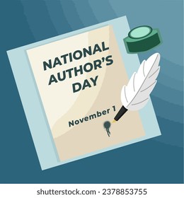 National Authors Day 1 November poster logo sign vector illustration