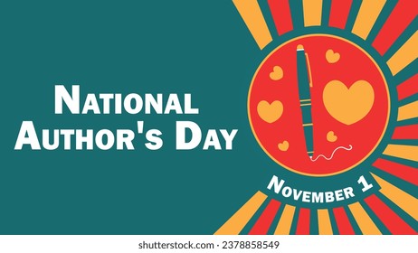 National Author's Day vector banner design. Happy National Author's Day modern minimal graphic poster illustration.