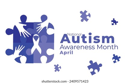 National Autism Awareness Month. background, banner, card, poster, template. Vector illustration.