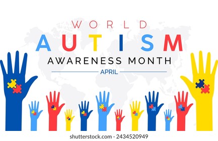 National Autism Awareness Month Observed every year of April, Vector banner, flyer, poster and social medial template design.