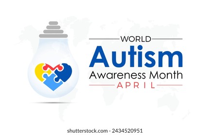 National Autism Awareness Month Observed every year of April, Vector banner, flyer, poster and social medial template design.