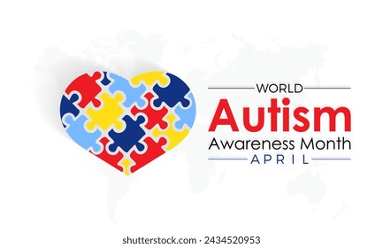 Mes Nacional de Concienciación sobre el Autismo Observado cada año en abril, Vector banner, flyer, póster y diseño de plantilla de redes sociales.