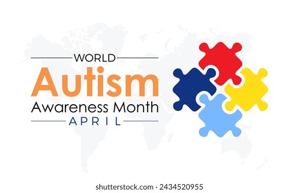 National Autism Awareness Month Observed every year of April, Vector banner, flyer, poster and social medial template design.