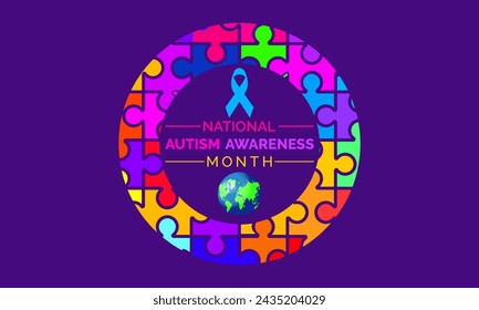 National Autism Awareness Month Observed every year of April, Vector banner, flyer, poster and social medial template design.