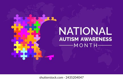 National Autism Awareness Month Observed every year of April, Vector banner, flyer, poster and social medial template design.
