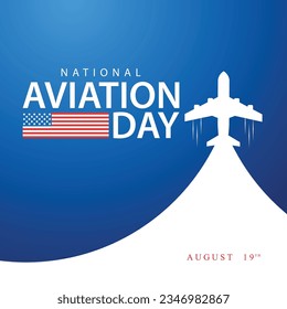 Día nacional de la aviación. Ilustración vectorial del avión. 19 de agosto. Adecuado para plantillas, tarjetas de felicitación, medios sociales, etc