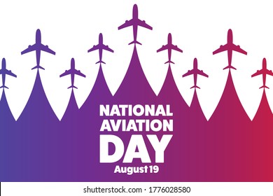 National Aviation Day. August 19. Holiday concept. Template for background, banner, card, poster with text inscription. Vector EPS10 illustration