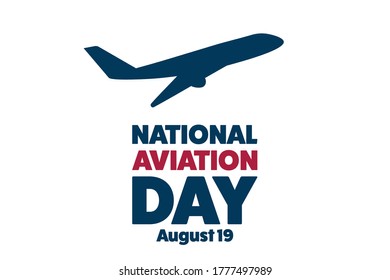 National Aviation Day. August 19. Holiday concept. Template for background, banner, card, poster with text inscription. Vector EPS10 illustration