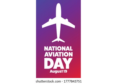 National Aviation Day. August 19. Holiday concept. Template for background, banner, card, poster with text inscription. Vector EPS10 illustration