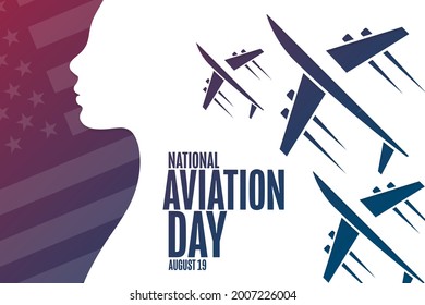 National Aviation Day. August 19. Holiday concept. Template for background, banner, card, poster with text inscription. Vector EPS10 illustration